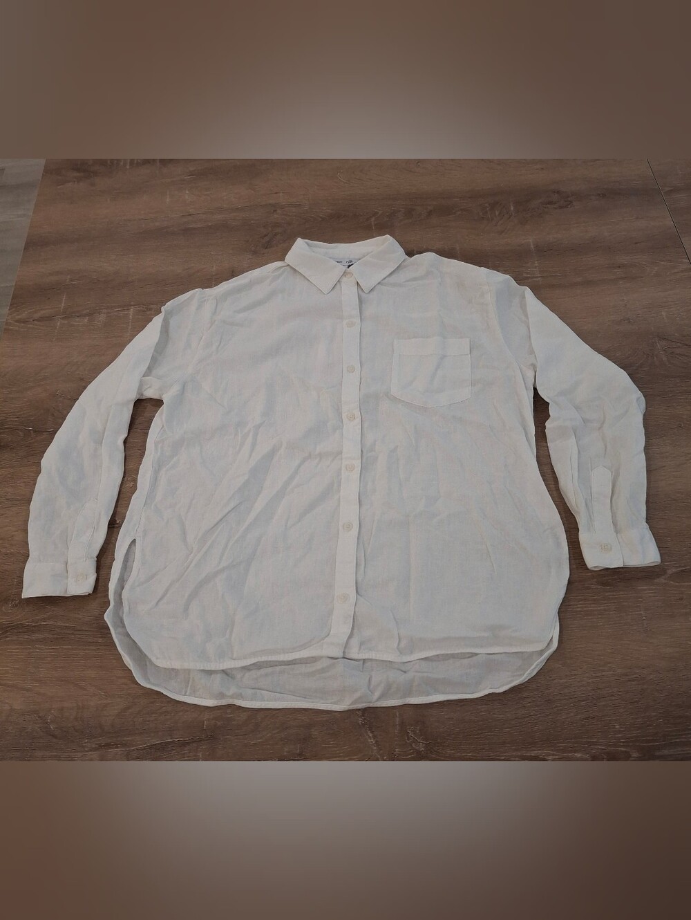 Old Navy The Boyfriend Shirt Linen Blend Button Down Women's Small White